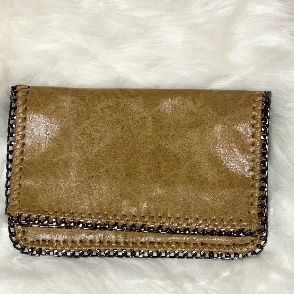 Leather Clutch Trimmed in Gun Metal Hardware